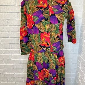 Clues Collections Vintage 2 Piece Floral Skirt and Shirt